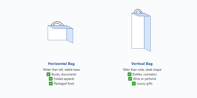 horizontal vs vertical paper bags